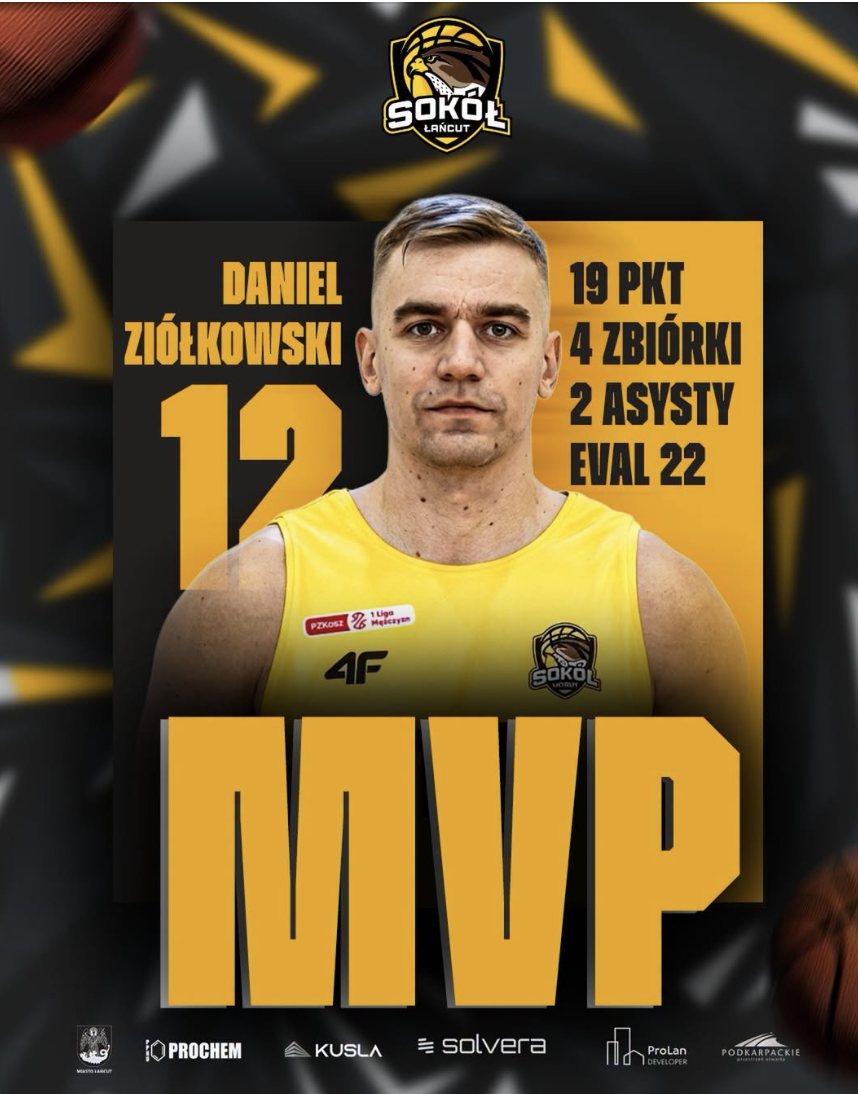 Daniel Ziółkowski – MVP meczu Solvera Sokół Łańcut – SKS Fulimpex Starogard Gdański